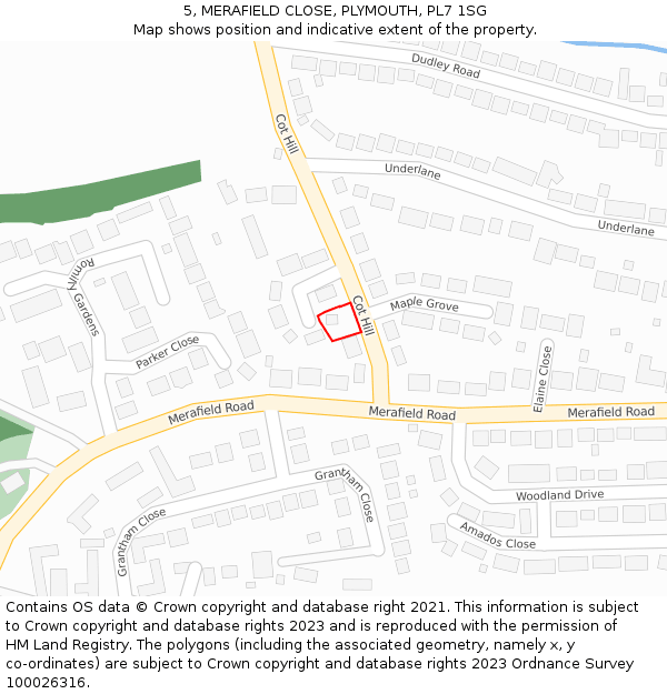 5, MERAFIELD CLOSE, PLYMOUTH, PL7 1SG: Location map and indicative extent of plot