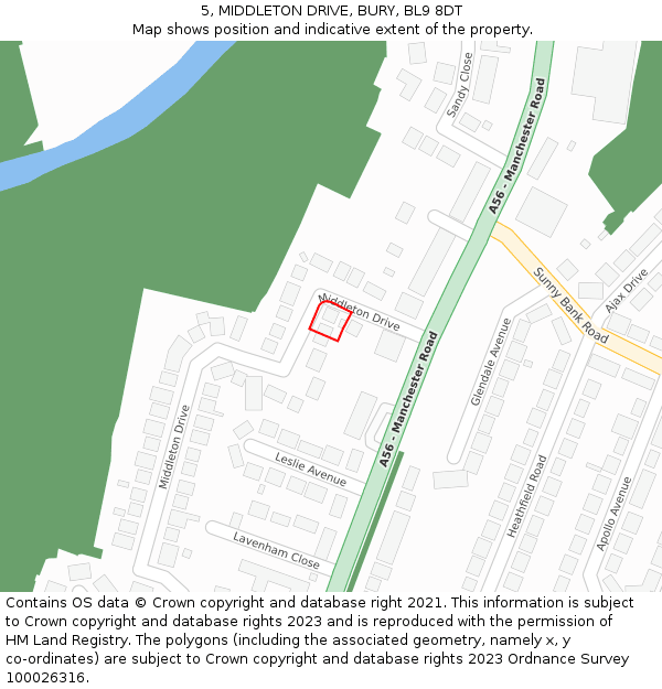 5, MIDDLETON DRIVE, BURY, BL9 8DT: Location map and indicative extent of plot