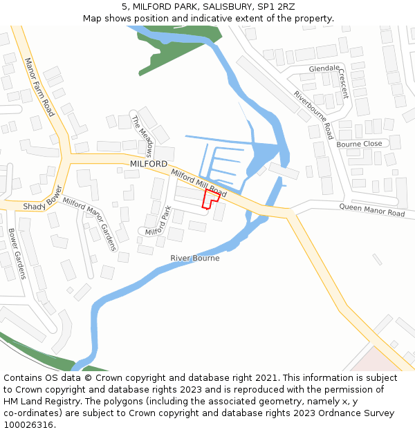 5, MILFORD PARK, SALISBURY, SP1 2RZ: Location map and indicative extent of plot