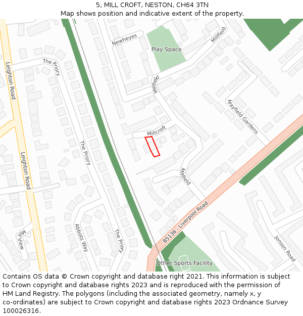 5, MILL CROFT, NESTON, CH64 3TN: Location map and indicative extent of plot