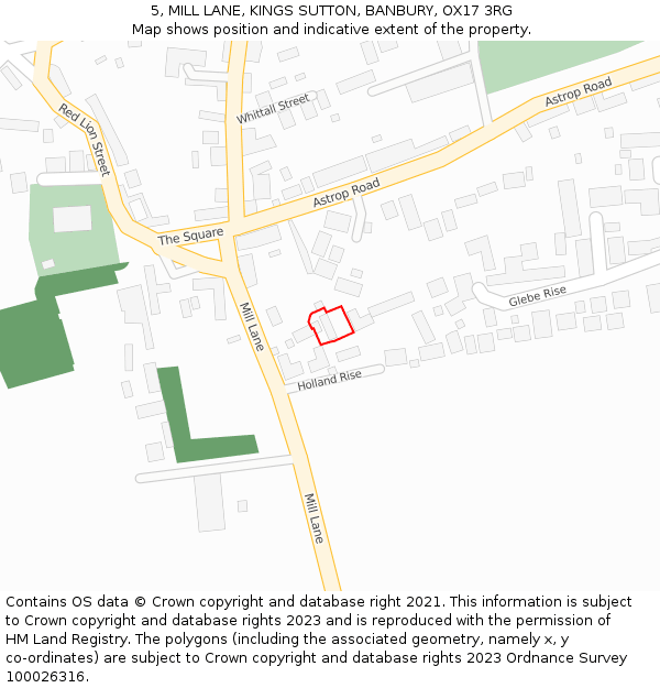 5, MILL LANE, KINGS SUTTON, BANBURY, OX17 3RG: Location map and indicative extent of plot