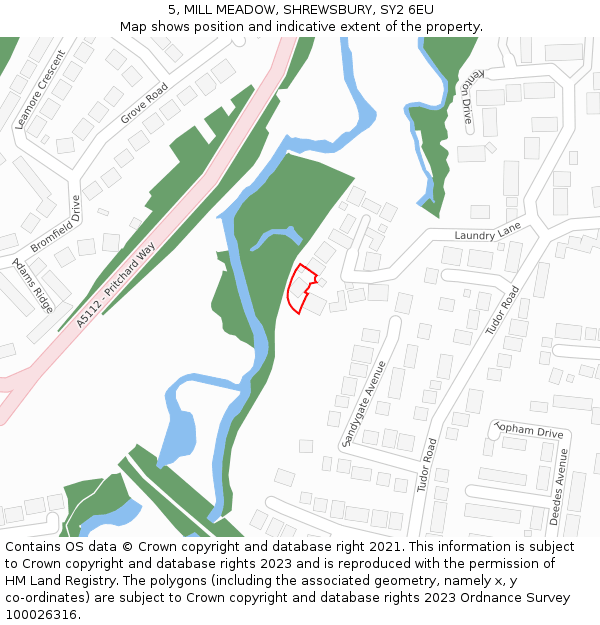 5, MILL MEADOW, SHREWSBURY, SY2 6EU: Location map and indicative extent of plot