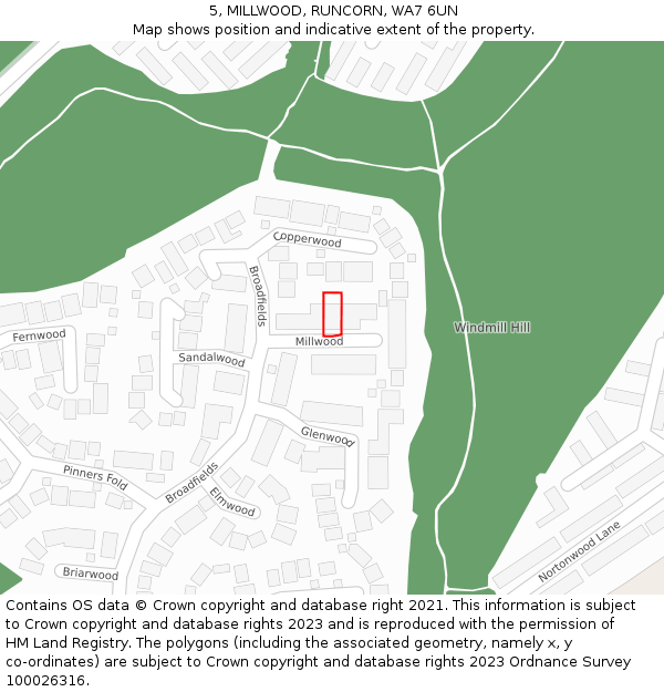 5, MILLWOOD, RUNCORN, WA7 6UN: Location map and indicative extent of plot