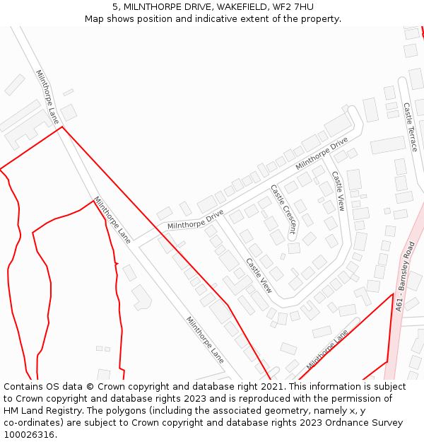 5, MILNTHORPE DRIVE, WAKEFIELD, WF2 7HU: Location map and indicative extent of plot