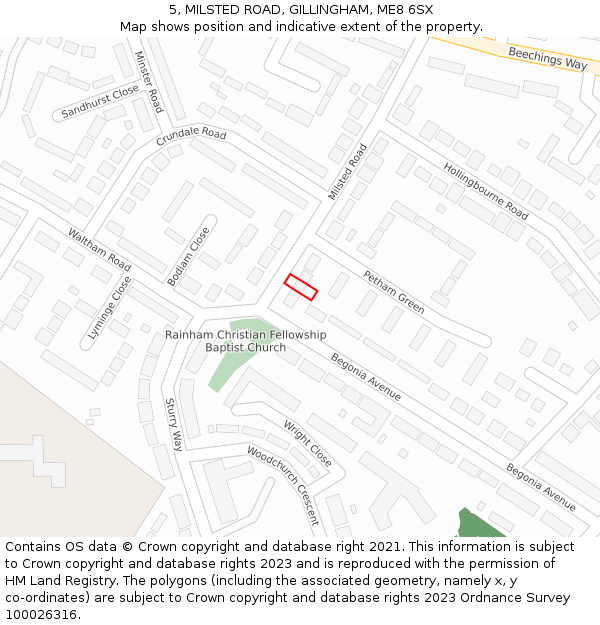 5, MILSTED ROAD, GILLINGHAM, ME8 6SX: Location map and indicative extent of plot