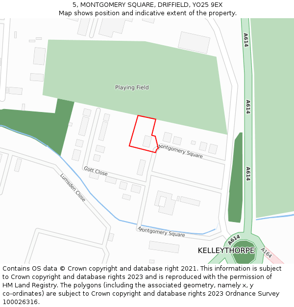 5, MONTGOMERY SQUARE, DRIFFIELD, YO25 9EX: Location map and indicative extent of plot