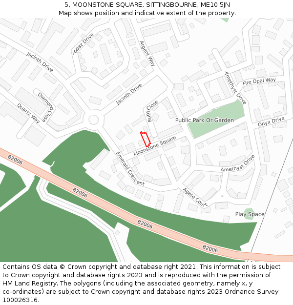 5, MOONSTONE SQUARE, SITTINGBOURNE, ME10 5JN: Location map and indicative extent of plot