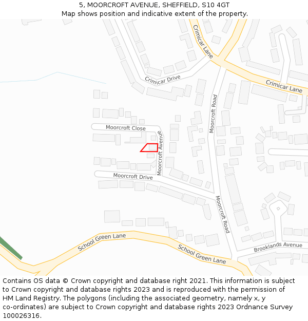 5, MOORCROFT AVENUE, SHEFFIELD, S10 4GT: Location map and indicative extent of plot