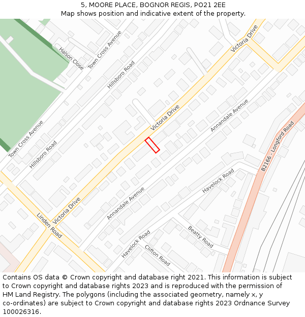 5, MOORE PLACE, BOGNOR REGIS, PO21 2EE: Location map and indicative extent of plot