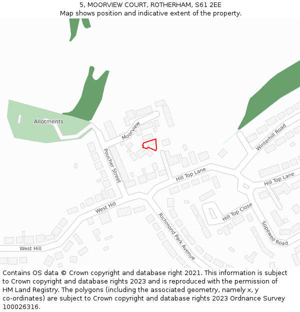 5, MOORVIEW COURT, ROTHERHAM, S61 2EE: Location map and indicative extent of plot