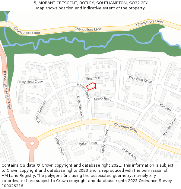 5, MORANT CRESCENT, BOTLEY, SOUTHAMPTON, SO32 2FY: Location map and indicative extent of plot