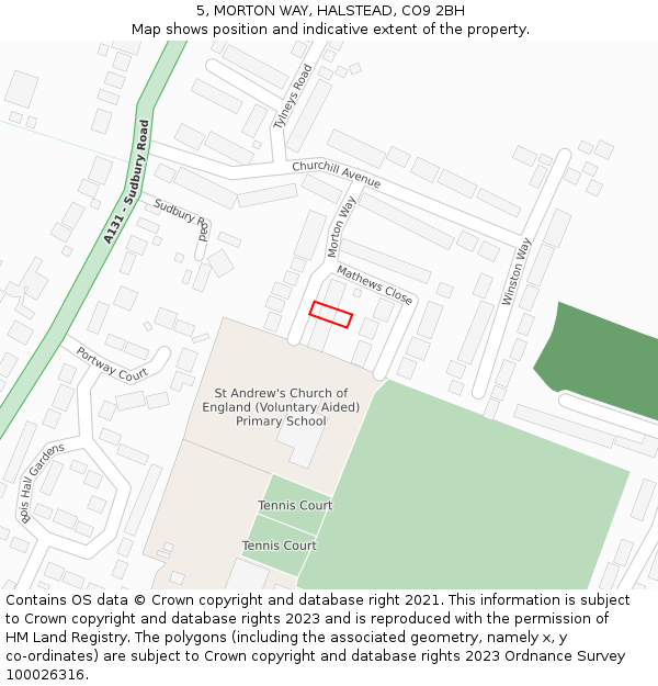 5, MORTON WAY, HALSTEAD, CO9 2BH: Location map and indicative extent of plot