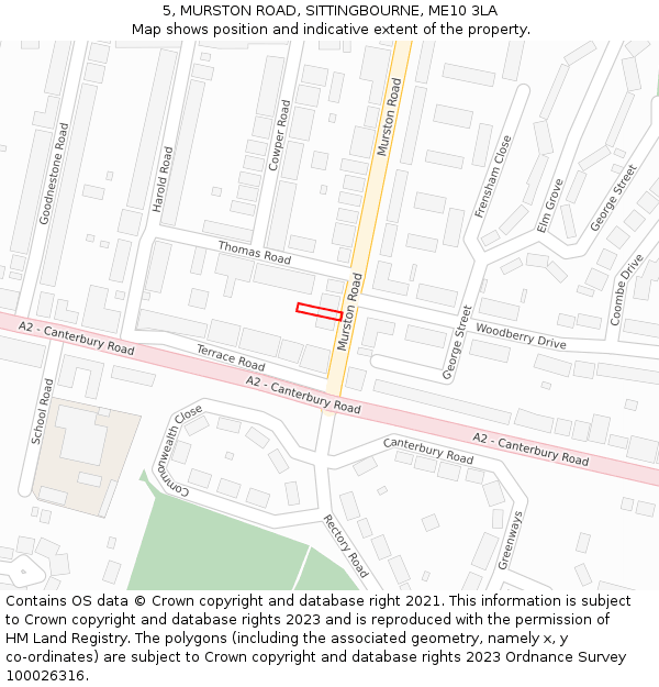 5, MURSTON ROAD, SITTINGBOURNE, ME10 3LA: Location map and indicative extent of plot