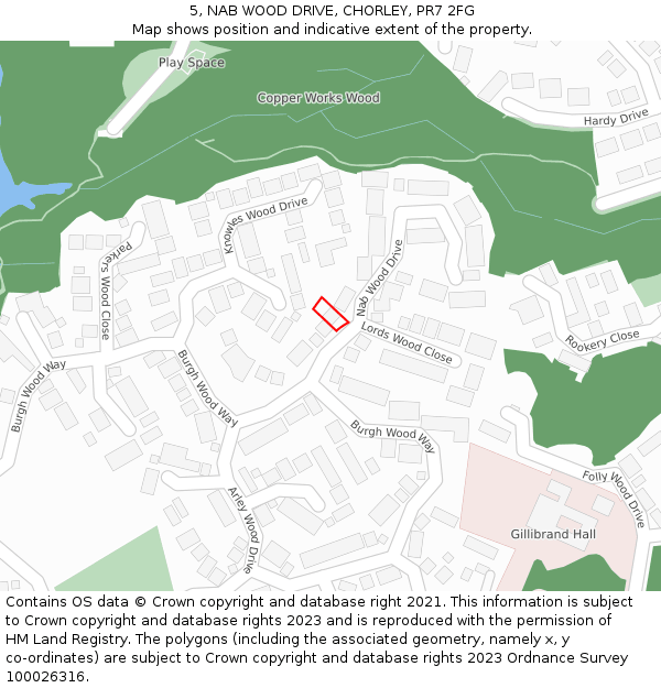 5, NAB WOOD DRIVE, CHORLEY, PR7 2FG: Location map and indicative extent of plot