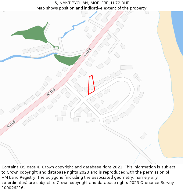 5, NANT BYCHAN, MOELFRE, LL72 8HE: Location map and indicative extent of plot