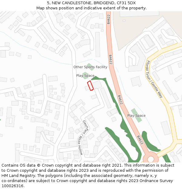 5, NEW CANDLESTONE, BRIDGEND, CF31 5DX: Location map and indicative extent of plot