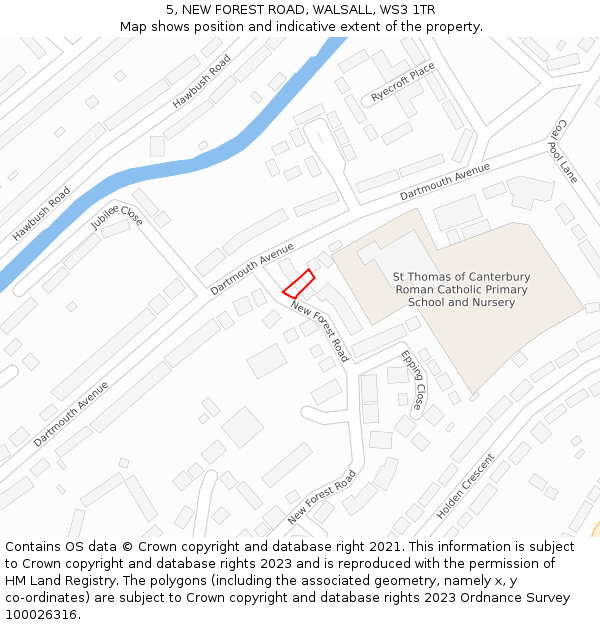 5, NEW FOREST ROAD, WALSALL, WS3 1TR: Location map and indicative extent of plot