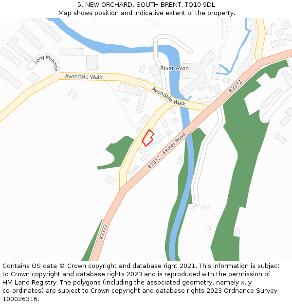 5, NEW ORCHARD, SOUTH BRENT, TQ10 9DL: Location map and indicative extent of plot