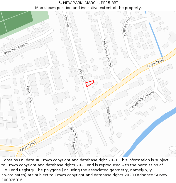 5, NEW PARK, MARCH, PE15 8RT: Location map and indicative extent of plot