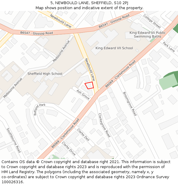 5, NEWBOULD LANE, SHEFFIELD, S10 2PJ: Location map and indicative extent of plot