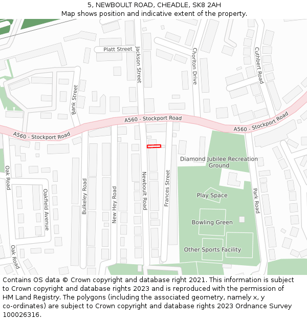 5, NEWBOULT ROAD, CHEADLE, SK8 2AH: Location map and indicative extent of plot