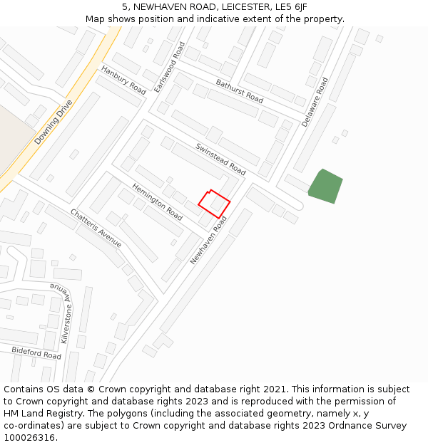 5, NEWHAVEN ROAD, LEICESTER, LE5 6JF: Location map and indicative extent of plot