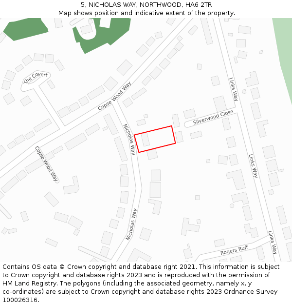 5, NICHOLAS WAY, NORTHWOOD, HA6 2TR: Location map and indicative extent of plot