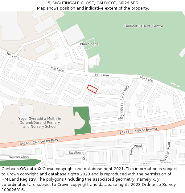 5, NIGHTINGALE CLOSE, CALDICOT, NP26 5ES: Location map and indicative extent of plot