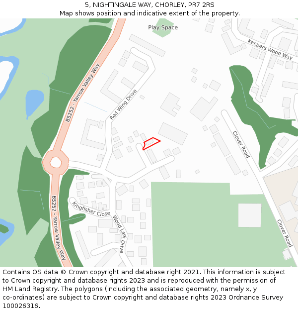 5, NIGHTINGALE WAY, CHORLEY, PR7 2RS: Location map and indicative extent of plot