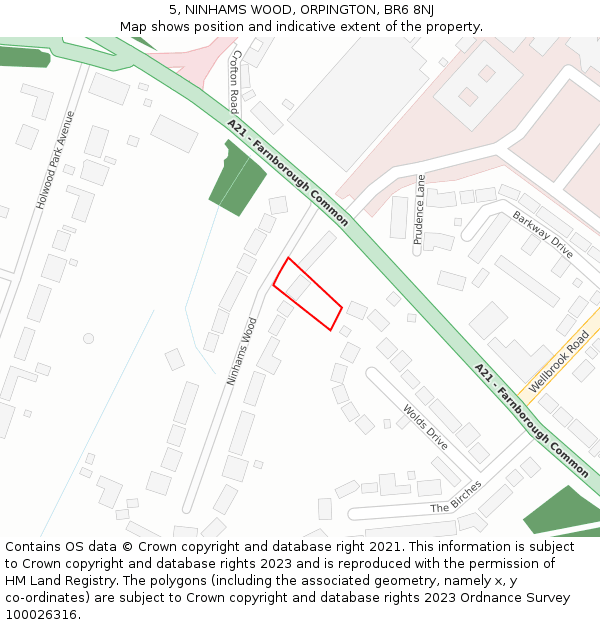 5, NINHAMS WOOD, ORPINGTON, BR6 8NJ: Location map and indicative extent of plot