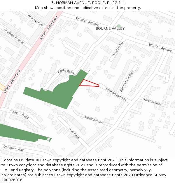 5, NORMAN AVENUE, POOLE, BH12 1JH: Location map and indicative extent of plot