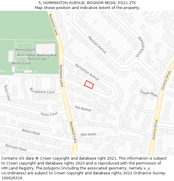 5, NORMANTON AVENUE, BOGNOR REGIS, PO21 2TX: Location map and indicative extent of plot