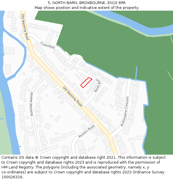 5, NORTH BARN, BROXBOURNE, EN10 6RR: Location map and indicative extent of plot