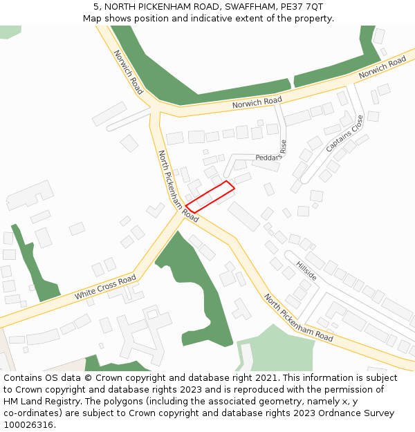 5, NORTH PICKENHAM ROAD, SWAFFHAM, PE37 7QT: Location map and indicative extent of plot