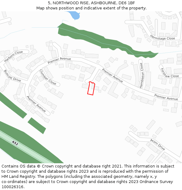 5, NORTHWOOD RISE, ASHBOURNE, DE6 1BF: Location map and indicative extent of plot