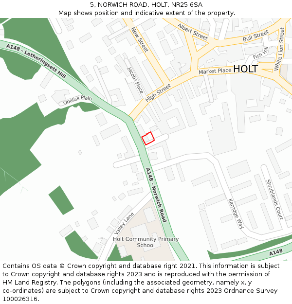 5, NORWICH ROAD, HOLT, NR25 6SA: Location map and indicative extent of plot