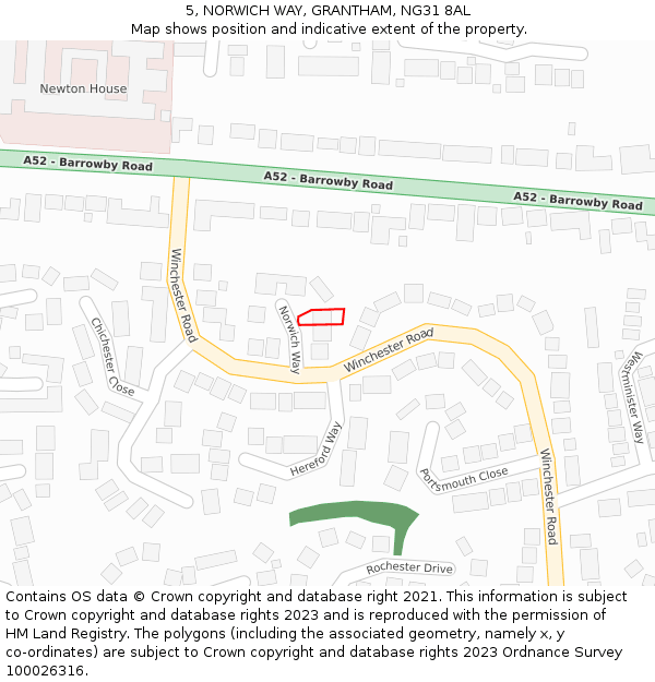 5, NORWICH WAY, GRANTHAM, NG31 8AL: Location map and indicative extent of plot