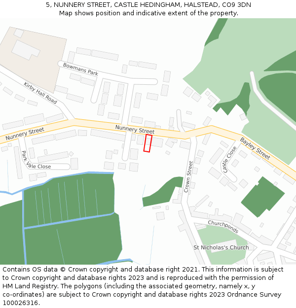 5, NUNNERY STREET, CASTLE HEDINGHAM, HALSTEAD, CO9 3DN: Location map and indicative extent of plot