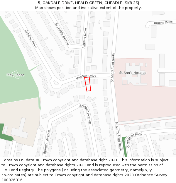 5, OAKDALE DRIVE, HEALD GREEN, CHEADLE, SK8 3SJ: Location map and indicative extent of plot