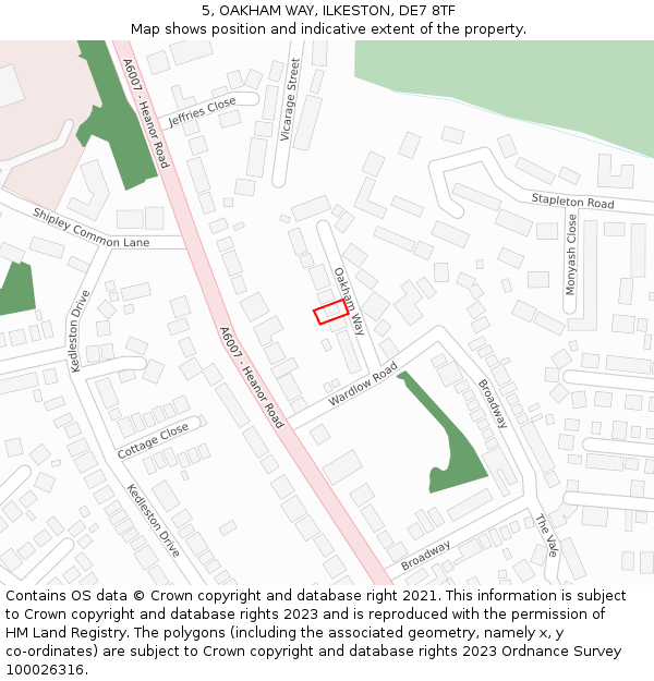 5, OAKHAM WAY, ILKESTON, DE7 8TF: Location map and indicative extent of plot