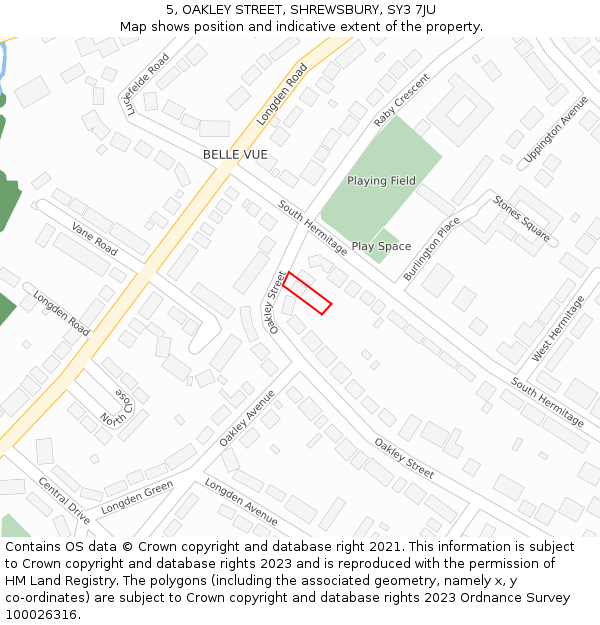 5, OAKLEY STREET, SHREWSBURY, SY3 7JU: Location map and indicative extent of plot