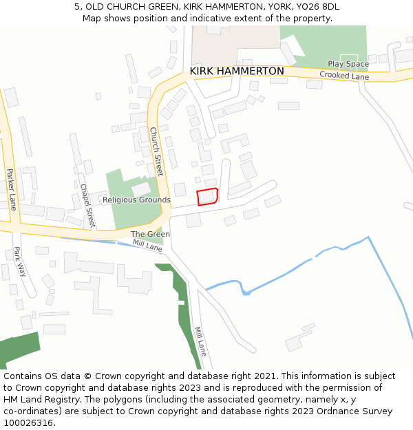 5, OLD CHURCH GREEN, KIRK HAMMERTON, YORK, YO26 8DL: Location map and indicative extent of plot
