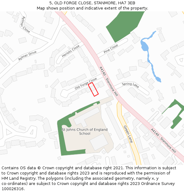 5, OLD FORGE CLOSE, STANMORE, HA7 3EB: Location map and indicative extent of plot