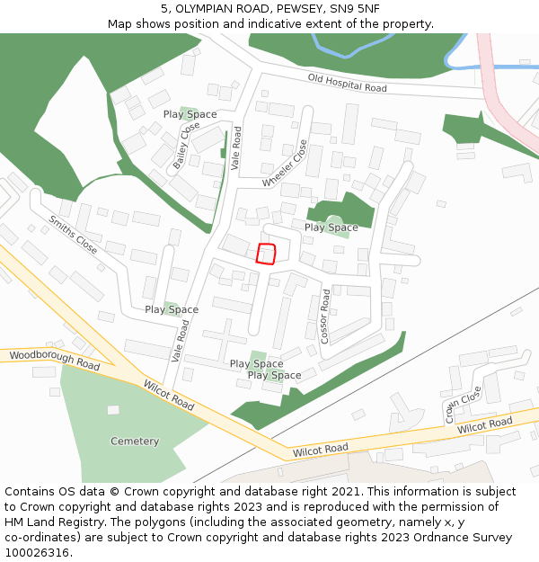 5, OLYMPIAN ROAD, PEWSEY, SN9 5NF: Location map and indicative extent of plot