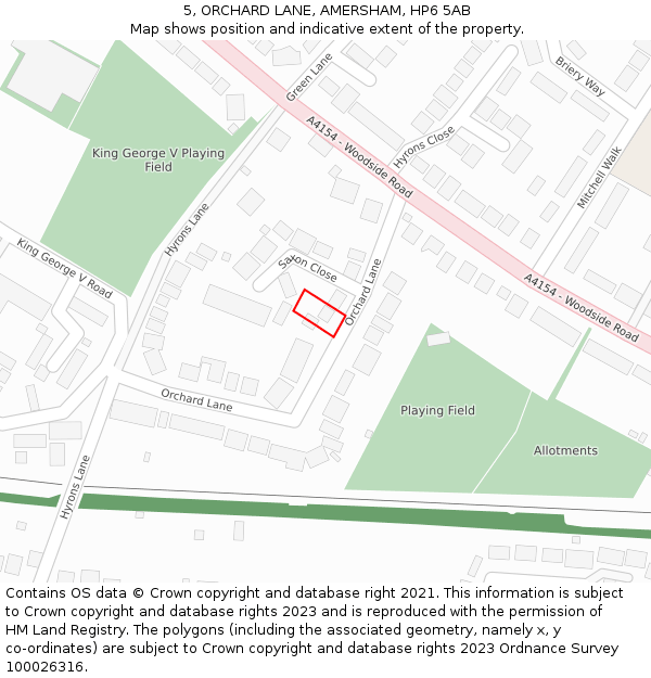 5, ORCHARD LANE, AMERSHAM, HP6 5AB: Location map and indicative extent of plot