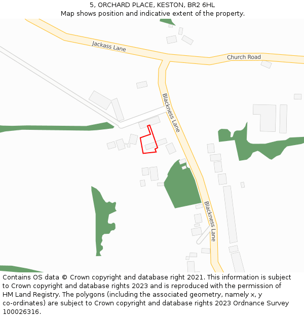 5, ORCHARD PLACE, KESTON, BR2 6HL: Location map and indicative extent of plot