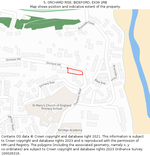 5, ORCHARD RISE, BIDEFORD, EX39 2RB: Location map and indicative extent of plot