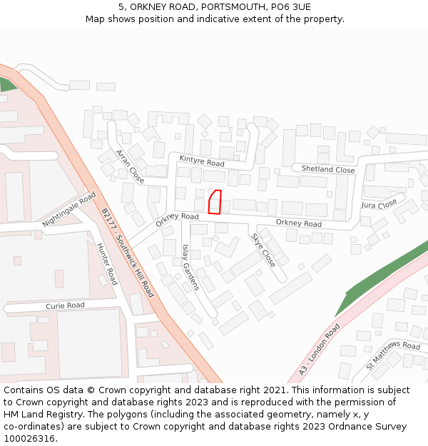 5, ORKNEY ROAD, PORTSMOUTH, PO6 3UE: Location map and indicative extent of plot