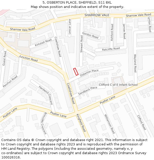 5, OSBERTON PLACE, SHEFFIELD, S11 8XL: Location map and indicative extent of plot