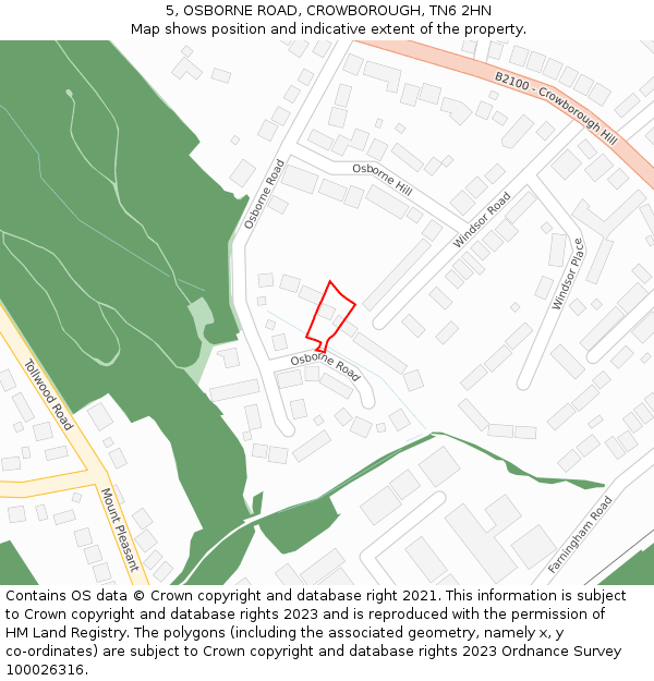 5, OSBORNE ROAD, CROWBOROUGH, TN6 2HN: Location map and indicative extent of plot